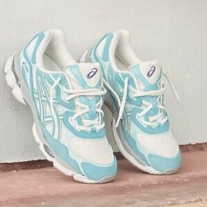 Asics Sky Blue and White Running Shoes